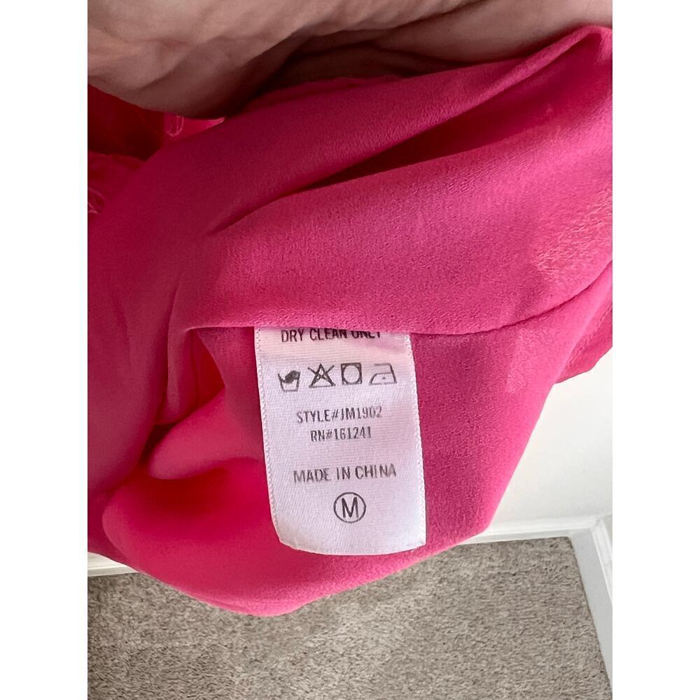 J. Marie The Maeve Short Sleeve Tie Neck Tiered Mini Sundress Pink Womens Size M - Picture 7 of 11
